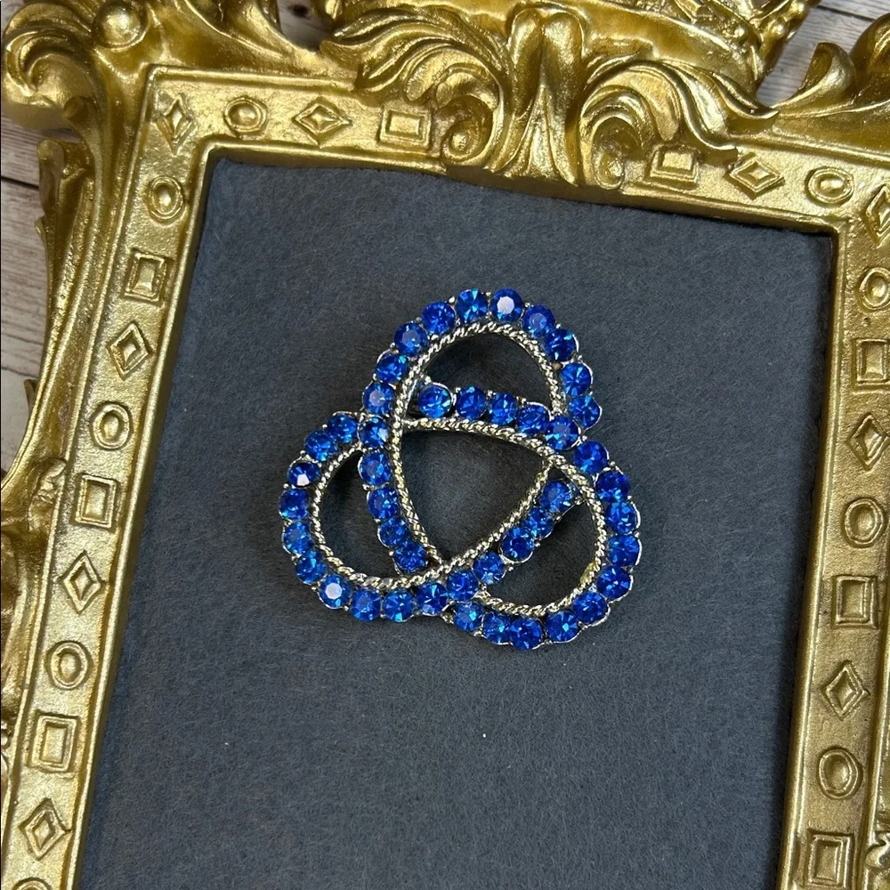 Cobalt Blue Rhinestone Brooch